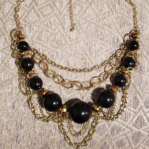 Chunky Black Bead Chain Statement Necklace